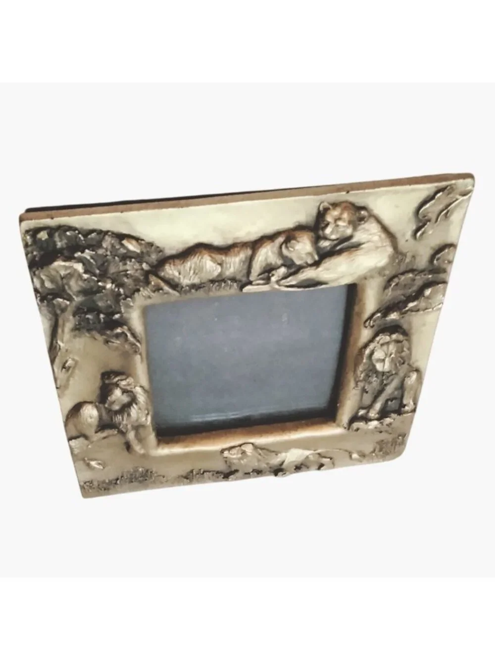 Pier1 Photo Frame Golden Safari Lions Embossed